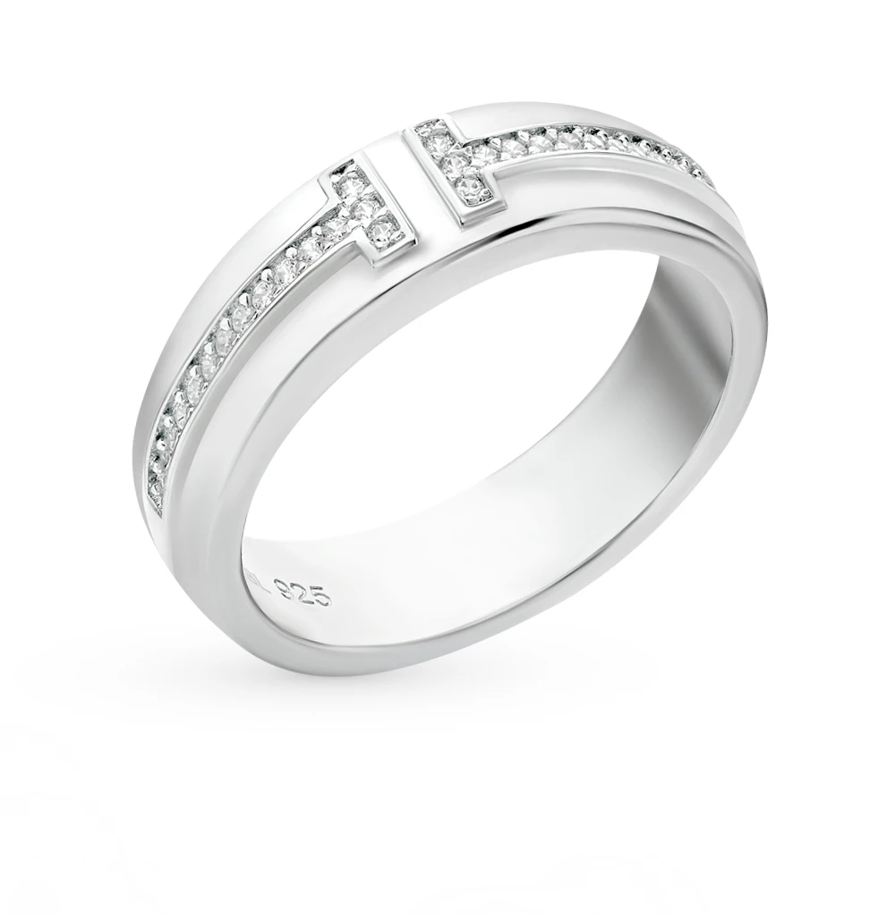 Серебряное кольцо с фианитами SUNLIGHT проба 925
