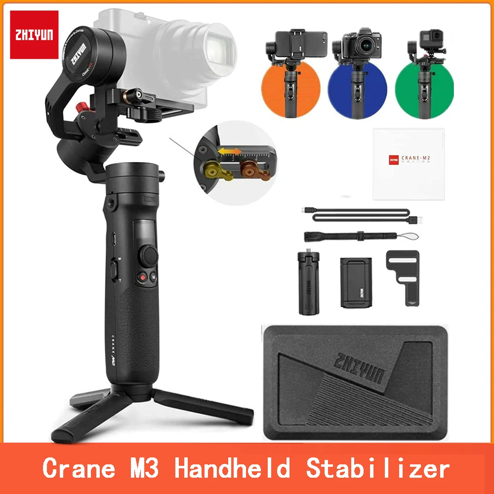 3-осевой шарнирный стабилизатор ZHIYUN Crane M2 для беззеркальной экшн-камеры смартфона