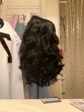 Yomagic-pelucas con onda de encaje frontal para mujer, cabello sintético de Color negro, sin pegamento, con línea de pelo Natural