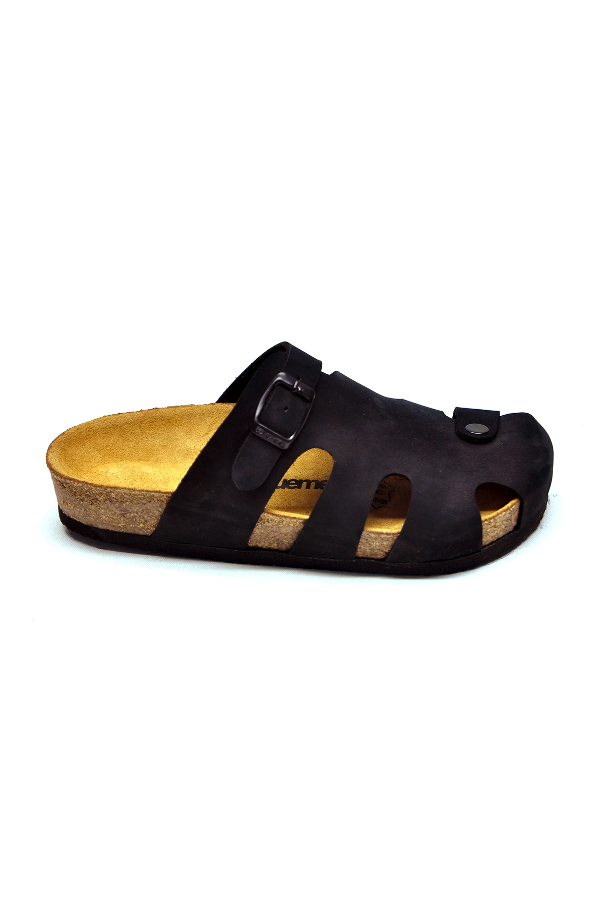 

NIX Black Clogs Anatomical Natural Cork Sole Real Leather Women Sandals