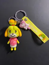 De dibujos animados lindo Animal muñeca coche llavero para hombre y mujeres amantes juego Animal cruce clave anillo pequeño de la bolsa del teléfono móvil llavero