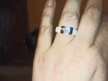 Anillo de boda de cerámica blanco y negro para mujer, joyería de circonita cúbica, anillos de compromiso lisos de cabujón delicado