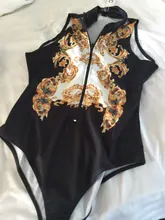 Mono sin mangas con estampado barroco para mujer, Pelele con cremallera frontal, mono Sexy de verano para discoteca