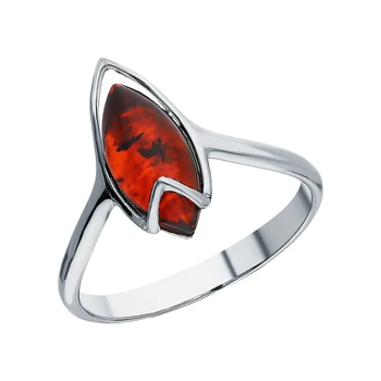 

Silver ring with amber sunlight sample 925