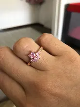 Anillos de Compromiso con diseño de Pata de Gato para mujer, anillos elegantes de circonia cúbica rosa para mujer, joyería de boda para mujer