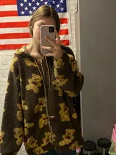 Kawaii Hoodies Coat-Harajuku Teddy Korea Sweatshirt Oversized Zipper Womens Loose