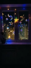 Lights Curtain-String Moon-Lamp Window-Decor Christmas Garland Fairy Icicle-Star LED