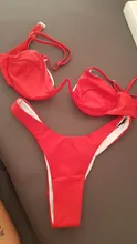 Conjunto de Bikini brasileño sin relleno para mujer, bañador Sexy de realce, traje de baño Bandage en 4 colores, envío directo