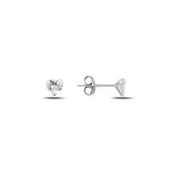 

Silver 925 Sterling 5mm Heart Zircon Stone Engagement Earrings