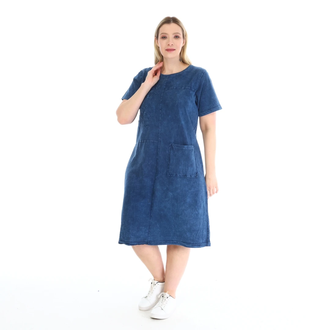 

Diaves Women Plus Size Summer New Fashion Self-Effect-Flushing Flower Figured Cotton Dress Turkish Quality