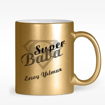 

Personalized Super Dad Design Gold Gilded Mug Cup-2
