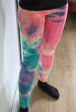Leggings deportivos anticelulitis para mujer, pantalones de cintura alta con realce de cadera, Color Tie-dye, a la moda, estilo nuevo