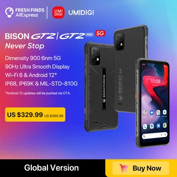 UMIDIGI BISON GT2/ GT2 PRO 5G IP68 Android Rugged Smartphone Dimensity 900 6.5" FHD+ 64MP Triple Camera 6150mAh Battery Cellular 1