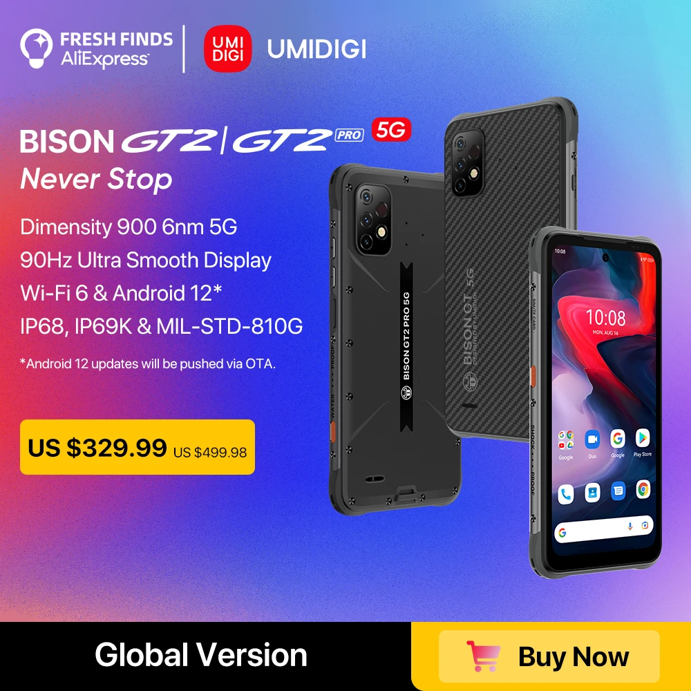 UMIDIGI BISON GT2 PRO 5G IP68 Android 12 Rugged Smartphone Dimensity 900 6.5" FHD+ 64MP Triple Camera 6150mAh Battery Phone best mobile poco