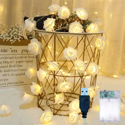 LED Rose Flower String Lights USB Battery Operated Rose Lamp Fairy String Light for Valentine's Day Wedding Party Decorations
