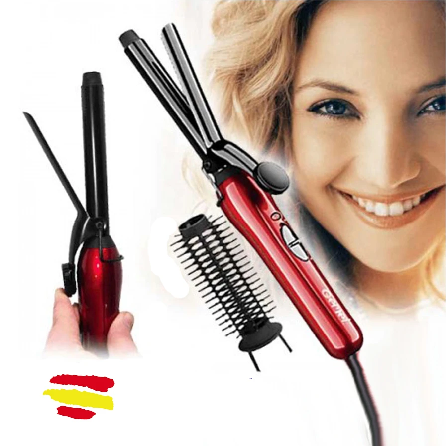 Rizador de Pelo Ceramica Moldeador Tenacillas Plancha Conica 30W indicador  LED cable giratorio|Rizadores| - AliExpress