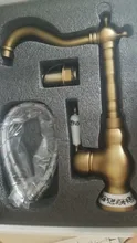 Bathroom Faucet Antique-Brass White Tap Porcelain-Handle Cold-Mixer Rotatable Single-Hole