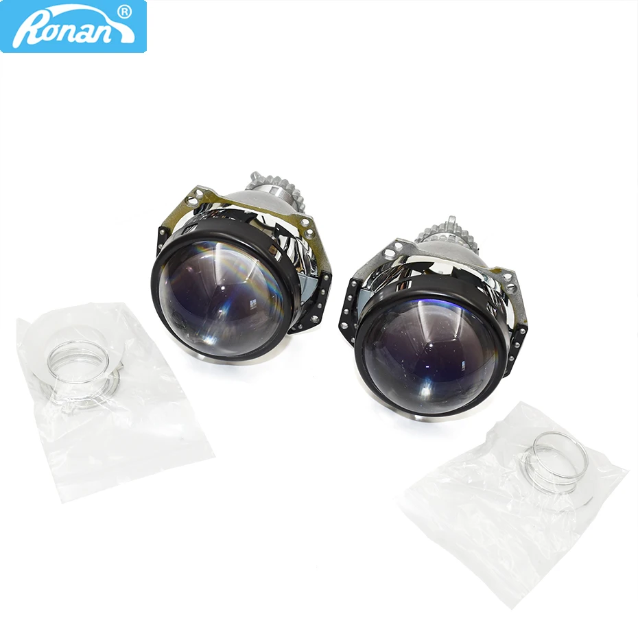 RONAN 3.0'' HD blue film H4 3R G5 Bi xenon lens projector car styling retrofit headlights for cars use D2S D2H xenon HID bulb