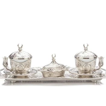 

Copper Turkish Tea Coffee Espresso Cups Greek Anatolian Arabic Moroccan Coffee Set Ottoman Tulip Design Tea Set of 2 (9 PCS)