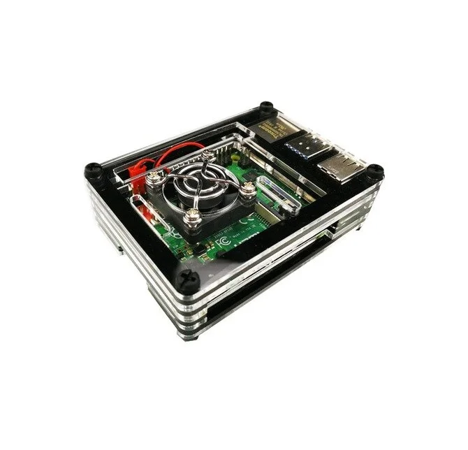 Для Raspberry Pi 4 Модель B акриловые 9-слойные чехол Clear охлаждающая коробка с игрушками крышка - Цвет: Черный