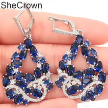 55x25 мм Роскошные Длинные большие создаваемые Танзанит белые CZ вечерние женские серебряные серьги