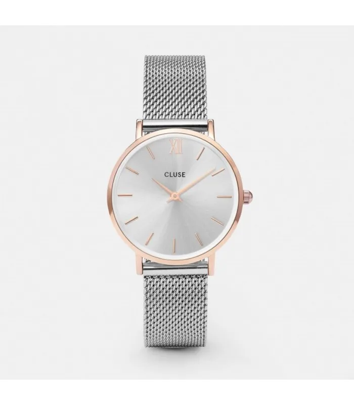 CLUSE часы MINUIT MESH розовое золото/серебро CL30025