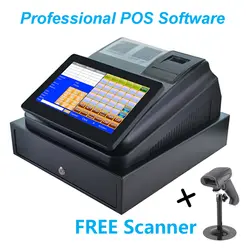 10 дюймов Сенсорный экран кассовый аппарат с принтером денежный ящик и профессиональное программное обеспечение