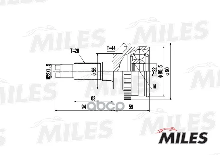 Шрус Mazda 323 V/Kia Sephia 1.3-1.8 93-98 Нар. Abs Miles Ga20215 Miles арт. GA20215