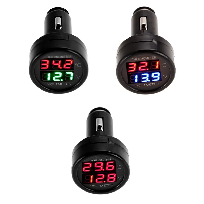 Digital voltmeter digital voltmeter thermometer 2 In 1 Car Auto 12V Thermometer Voltmeter Universal Dual Display LED Digital Thermometer Voltmeter Car Accessories