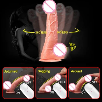 Remote Control Telescopic Rotation Realistic Dildo Vibrator Adult Sex Toys for Woman Big Penis Dick Vagina Female Masturbation 4