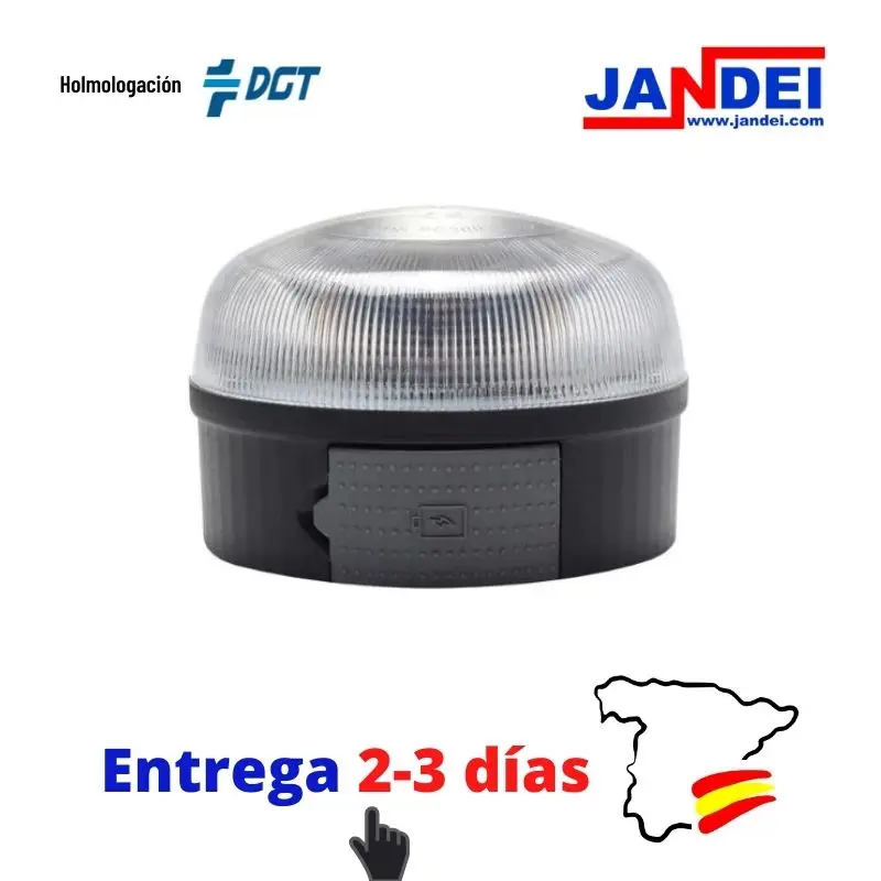 Jandei - Luz de emergencia V16 para vehículos homologada y autorizada DGT  HELP FLASH base imantada baliza emergencia