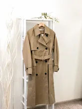 Marca del Reino Unido 2021 nueva moda Otoño/otoño Casual doble botonadura Simple clásico Trench largo con cinturón mujer Chic chaqueta