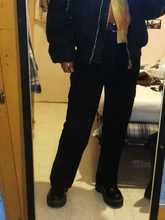 Weekeep-Pantalones vaqueros de cintura alta para mujer, ropa de calle recta para mujer, pantalones cargo de algodón 100% con bolsillos de retazos color azul