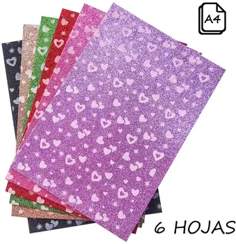 

Starplast, Paper Rubber eva, Paper Foamy, Paper decorative, Pack 6 print Giclee, glitter, print undershirt, approx A4, 20x30cm