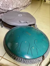 Tambor Metálico de Lengüetas Acero Tambor de la Lengua Tongue Drum nstrumentos 13 Pulgadas con 15 teclas de notas y mazo Llevar Bolsas y Pegatina de notas