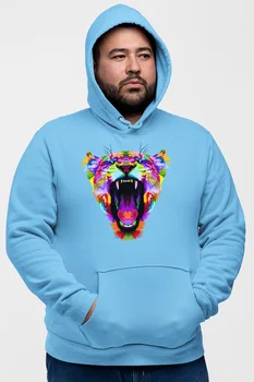 

Angemiel Wear Open Mouth Tiger Blue Men 'S Hooded Sweatshirt