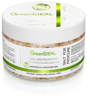 

Salt for pedicure with antiseptic effect "Calendula and green tea" (genuine)