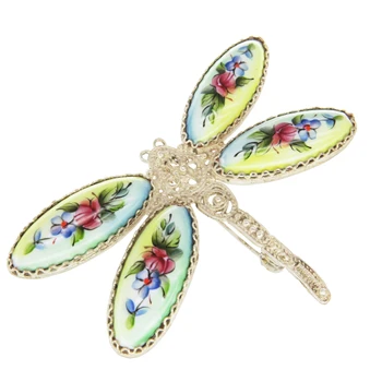 

Brooch "Dragonfly" Rostov finish handmade silver plated hot enamel painting flowers 1048