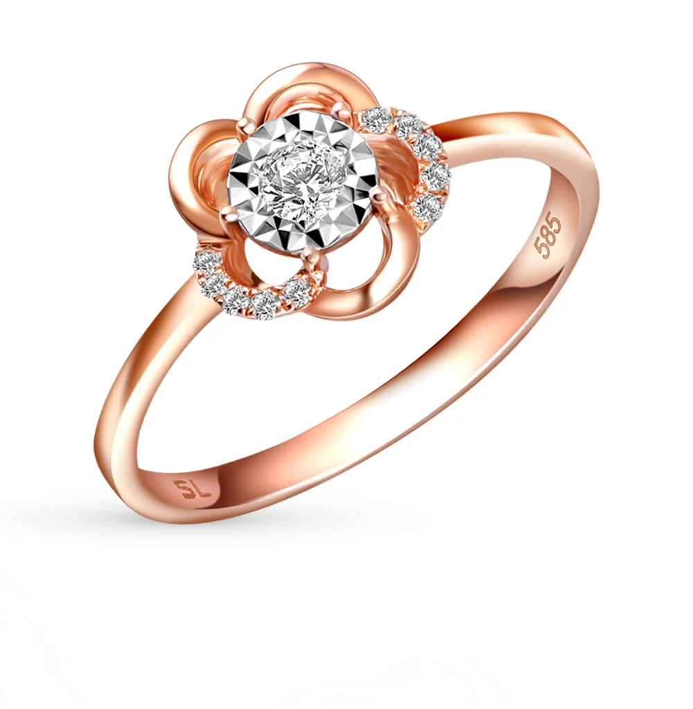 Золотое кольцо с бриллиантами SUNLIGHT проба 585