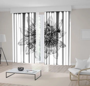 

Curtain Colorful Tropical Flowers and Big Leaves Floral Design in Bright Colors Exotic Nature Green Fuchsia Blue