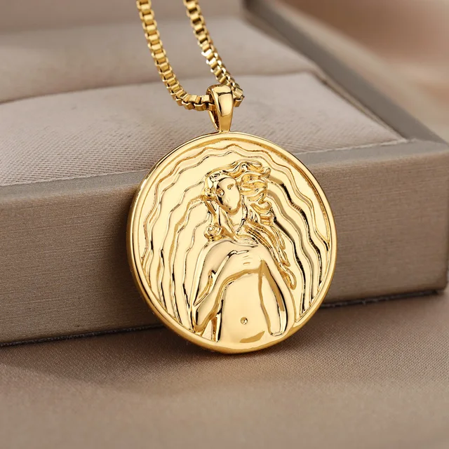 Zodiac Necklace For Women Vintage Gold Stainless Steel Aquarius Pisces Leo Constellation Chain Choker Necklace Goth Jewelry Gift Aphrodite