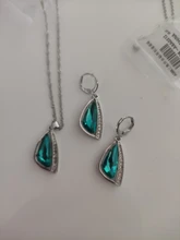 Juegos de joyas para mujer, bodas, Plata de Ley 925, collar de circonia cúbica verde, juegos de pendientes