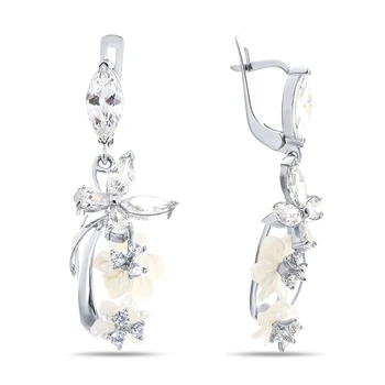

Earrings made of silver with mother of pearl and cubic zirconia