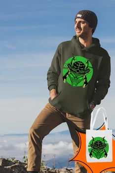 

Angemiel Wear Samurai UzaylıYeşil Male Hooded Sweatshirt Bags Kombin