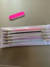 5 uds Set Gel UV pintura arte de uñas pluma que puntea manija de acrílico de cristal de diamantes de imitación 2 cepillo salón decoración manicura Kit de herramientas