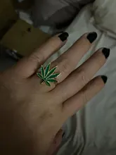 Anillo metálico de hoja de arce esmaltado para mujer, joyería de regalo para cumpleaños, tamaño 8