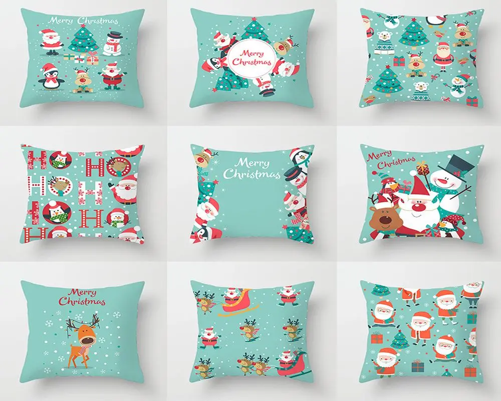 

2020 Christmas Cushion Cover 45X45 For Living room Office Sofa Home Decor Christmas Decorative Pillow Cover Blue Cushion Cover