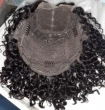 Cexxy Pelo Rizado corto Bob pelo humano del frente del cordón pelucas con minimechones brasileño 4X4 Cierre de encaje peluca para mujeres de la onda profunda peluca 150%