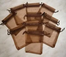 Bolsas de Organza para regalos de boda, bolsitas con cordón de caramelo para embalaje de exhibición de pendientes y joyería, 7x9cm, 10/20/50/100 Uds.