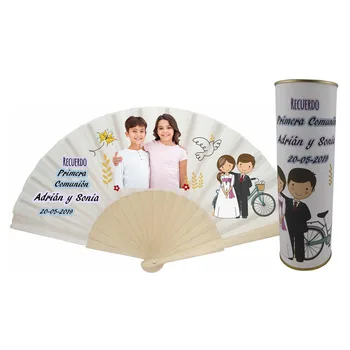 

Sell You batch/personalized fan made from wooden rods with photo communion boy and girl with personalized tin